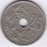 Belgium 1909 25 Centimes, Belgique, KM 62, GVF+