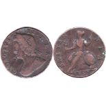 Great Britain 1733 George II Halfpenny, AVF, S3717