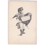 Germany - A pair of scarce Valentine Postcards - young post boy carrying heart shaped parcels.