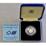 Great Britain 1986 £2 Silver Proof, XIII Commonwealth Games, Royals Mint Certificate.