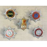 Fire Service Cap Badges (5) Including: Isle of Wight Fire Brigade, Staffordshire Fire and Rescue