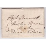 Oxfordshire 1837 Mourning EL Oxford to Rugby, m/s '8' rate, Oxford 'A' XXX double are dated circular