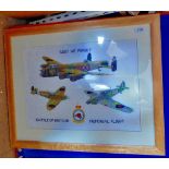 Battle of Britain Memorial Flight Framed tapestry, showing Spitfires and Lancaster bomber with the