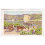 Advertising W&A Gilbey's Port, early colour card 'Leaving the Vineyards' by boat