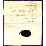 Great Britain - London - 1834 EL London/Hastings. 10.F.Noon, 2d post, Red Paid 1834.