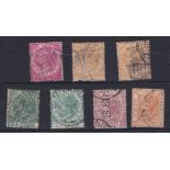 Malaya Straits Settlement 1867 definitive's S.G. 98 used, S.G. 52 used x2, S.G. 68a used x 2, S.G.