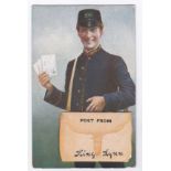 Norfolk/Postal Kings Lynn - Smiling Postman Novelty Card, used Kings Lynn 1917. Another card Heacham