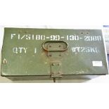 1979 British Army Ammunition tin 'F 1/5180-990130-2088, small size in olive green. Excellent