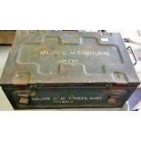 British World War II A steel ammunition crate, dated 1945 and named to Major C.M.Friedland. Heavy