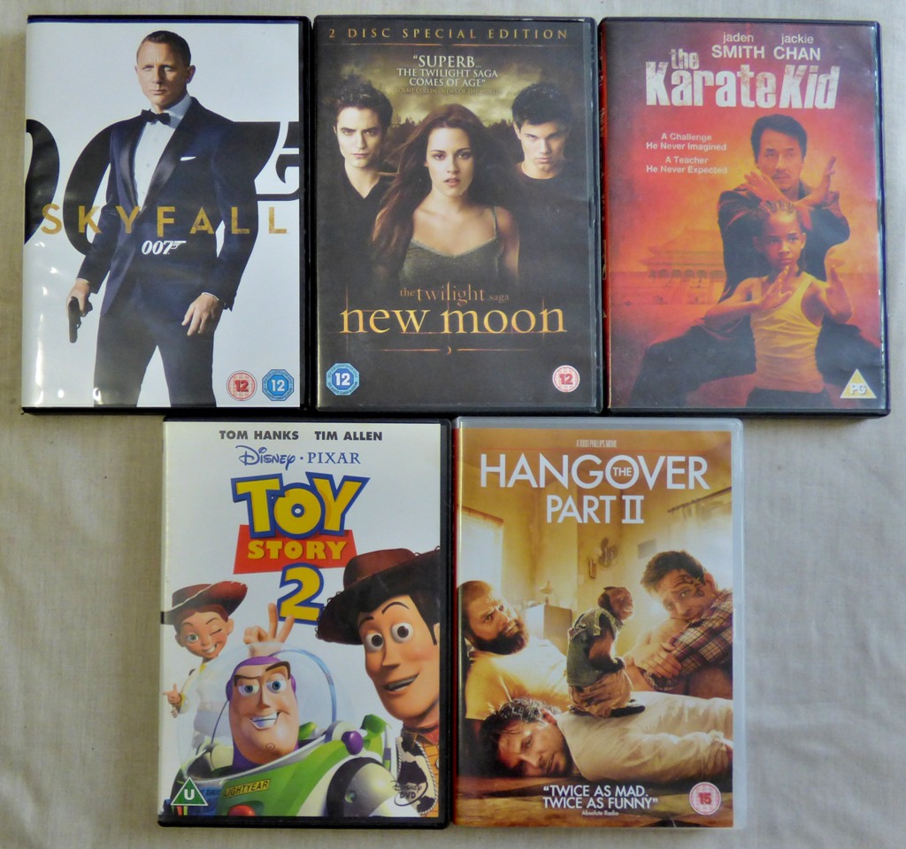 DVD's-Skyfall-New Moon(2 Disc Spec)Karate Kid-Toy Story 2,Hangover Part II