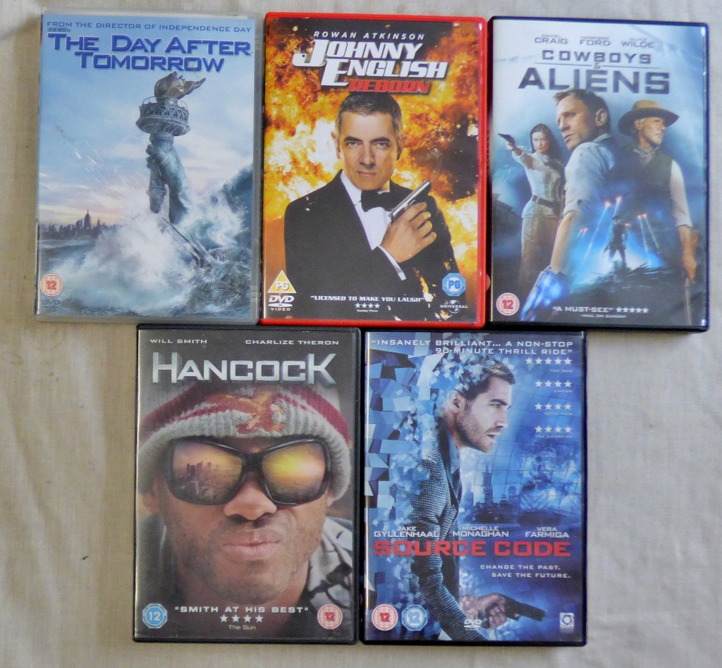 DVD's-Johnny English(Reborn),Cowboys of Aliens,Hancock,Source Code, Day after Tomorrow