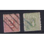 German (Hamburg) 1864 2 Schillinge red, 4 Schillinge green, S.G. 25 and 23, fine used