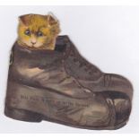 Early Novelty Book Post Card, Mell to Suffolk. "A cat in a boot" some edge faults but scarce