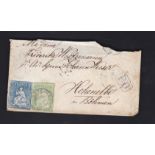 Switzerland 1860 envelope used Unterse to Bohemia with 10 Rappen and 40 Rappen adhesives, boxed