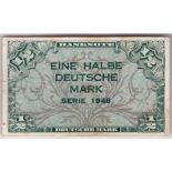 Germany - (Federal Republic) 1948 Half Mark (Allied Occupation World War II) Grade VF.