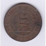 French Indo-China 1888A Cent AUNC with considerable lustre, KM 1