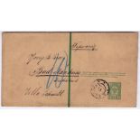 Russia 1905 Newspaper wrapper pre paid 2K newspaper warrpaer to Bod Nauheim Cancelled Odessa,