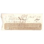 Cheque 1842 Drummond, used Bearer, London