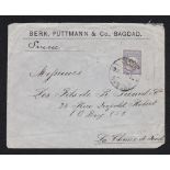 Iraq (Ottoman Posts) 1904 Env Baghdad to Switzerland with 1b blue adhesive to Baghdad cds; Berk,