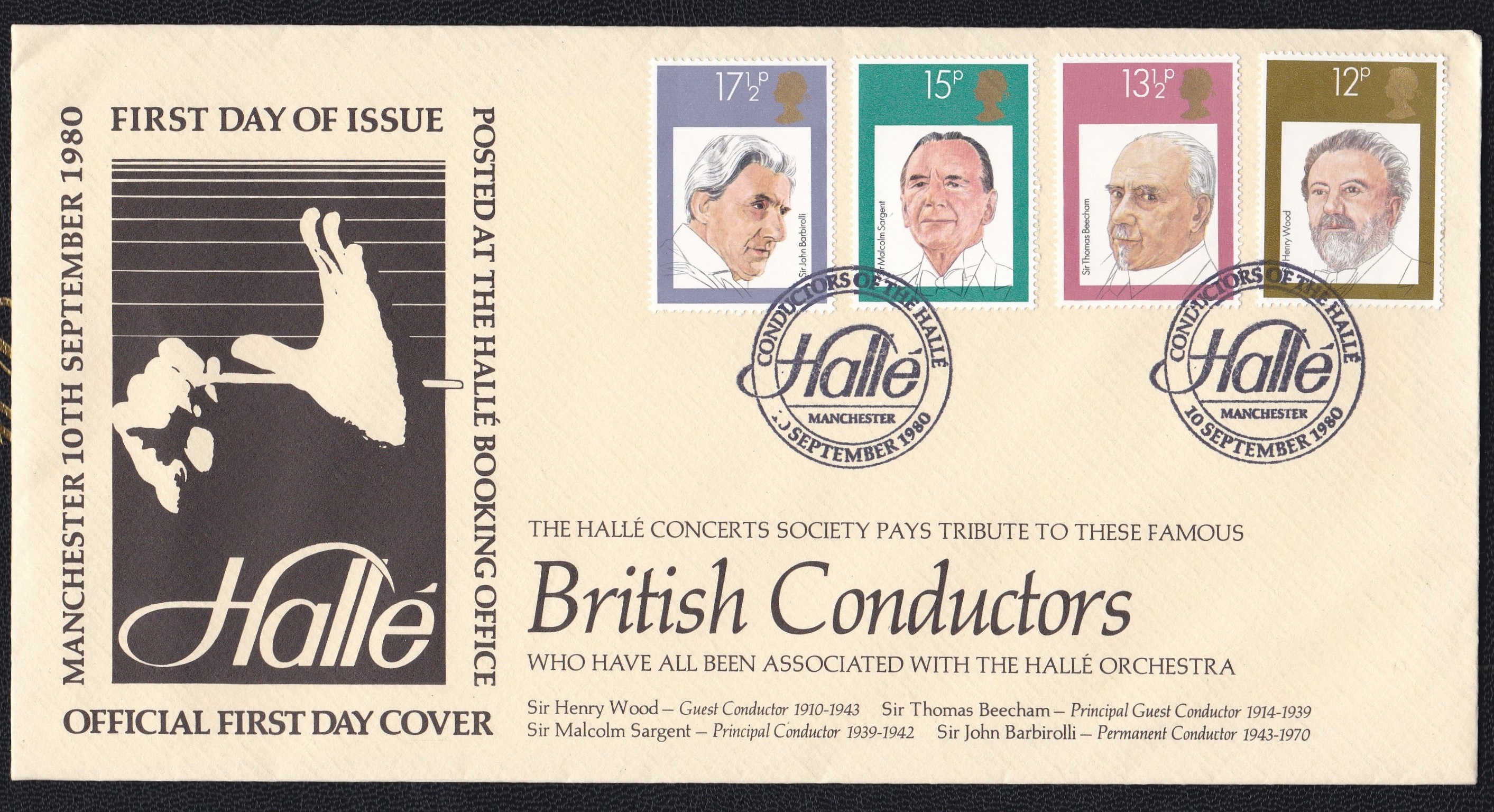 Great Britain 1980 (10 September) British Conductors set on Halle Official Cover and Halle