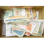 A range of worldwide Banknotes in a box - a good lot for sorting (300 approx)