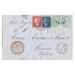 Great Britain used Abroad 1876 cover Mayaguez (Porto Rico) to Italy, mixed franking (2/3d rate) A