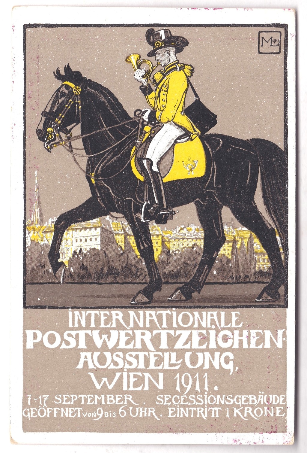 Austria/Exhibition 1911 Postal Exhibition Advertising Postal Postcard - early Postman on horseback