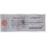 Cheques 1885 Liverpool Commercial Banking Co. Ltd., - Liverpool Branch, used, Nine Pence duty stamp,
