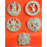 Scottish Cap Badges (5) Including:- Bonnet Badge of The Liverpool Scottish, The Queen's Own