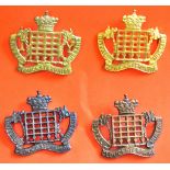 The Royal Gloucestershire (Yeomanry) Hussars Cap badges, includes four vaiants, Blackend brass,