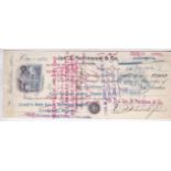 First Exchange 1906 James Patteson & Co printed, Memphis, £900 First exchange note, Bales Cotton,