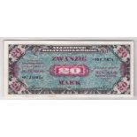 Germany - 1944 Twenty Marks Allied Occupation World War II, Ref: P195a, Grade AUNC