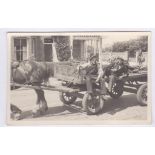 Norfolk Heacham Jack Webb, Coachman Heacham on K.L.C.S. Horse-drawn cart. Vintage photograph/