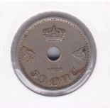 Norway 1928/7 50 Ore, KM51, over struck 8 on 7, GVF