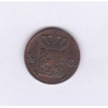 Netherlands 1846 1/2 Cent, GVF, KM68, low mintage