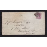 Great Britain 1856 (Nov 16) Env Lynn to London with 1855 4d carmine/blued paper, tied by 88