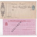 Cheque 19 - Bank of British West Africa Ltd, Liverpool, unused - 2d Duty in blue