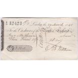 Cheques 1845 Bank of England - London, used bearer, black on white.