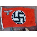 German WWII NSDAP Party Flag dated 1942 with various stampings on the edge.