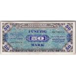 Germany - 1944 Fifty Marks Allied Occupation World War II, REF: P196d (Without 'f'), Grade VF