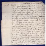 Norfolk - 1662 (22 Nov) Pengelly Yarmouth to Norwich, no address. Letter only Script 22/11, script