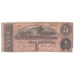 1864 Five Dollars, State Capital at centrre, C.G. Memminger at right, T69, F
