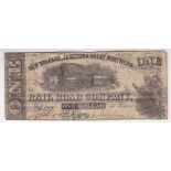 U.S. Civil War 1861 New Orleans, Jackson & Great Northern Railroad Company One Dollar Note, Steam