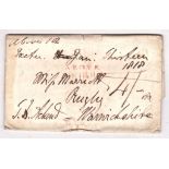 Devon 1818 EL Exeter to Rugby with m/s 'above 1oz' and 4/- rate & XXX Above/Weight in red, Willcox