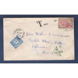Gold Coast 1956 Postage Due 4d on env Gold Coast to Kilmarnock with H/S's
