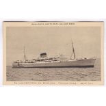 Union Castle Lime to South & East Africa Royal Mail Vessel Carnarvon Castle 20141 tons b/w unused