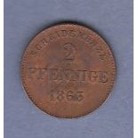 Germany (Saxe-Meiningen) 1863 2Pfening - KM171, UNC, full lustre