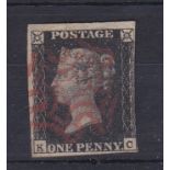 Great Britain 1840 1d Black, KC, three good to large margins, Red MX