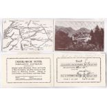 Scotland Crianearich Hotel RP two page Tariff card, view of Hotel and local map