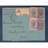 French Colonies Madagascar 1938 Env Registered Ambatosoratr to France. Transit receiving cds's on